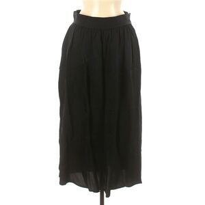 JESSE KAMM silky black midi pleated Ranch Skirt cupro office career Size Medium